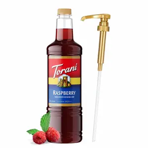 Torani Raspberry Syrup 1 Liter Bottle with Pump - Premium Sweet & Tart Berry Flavoring with Pure Cane Sugar for Coffee, Lemonade, Iced Tea, Italian Sodas, Cocktails & Desserts