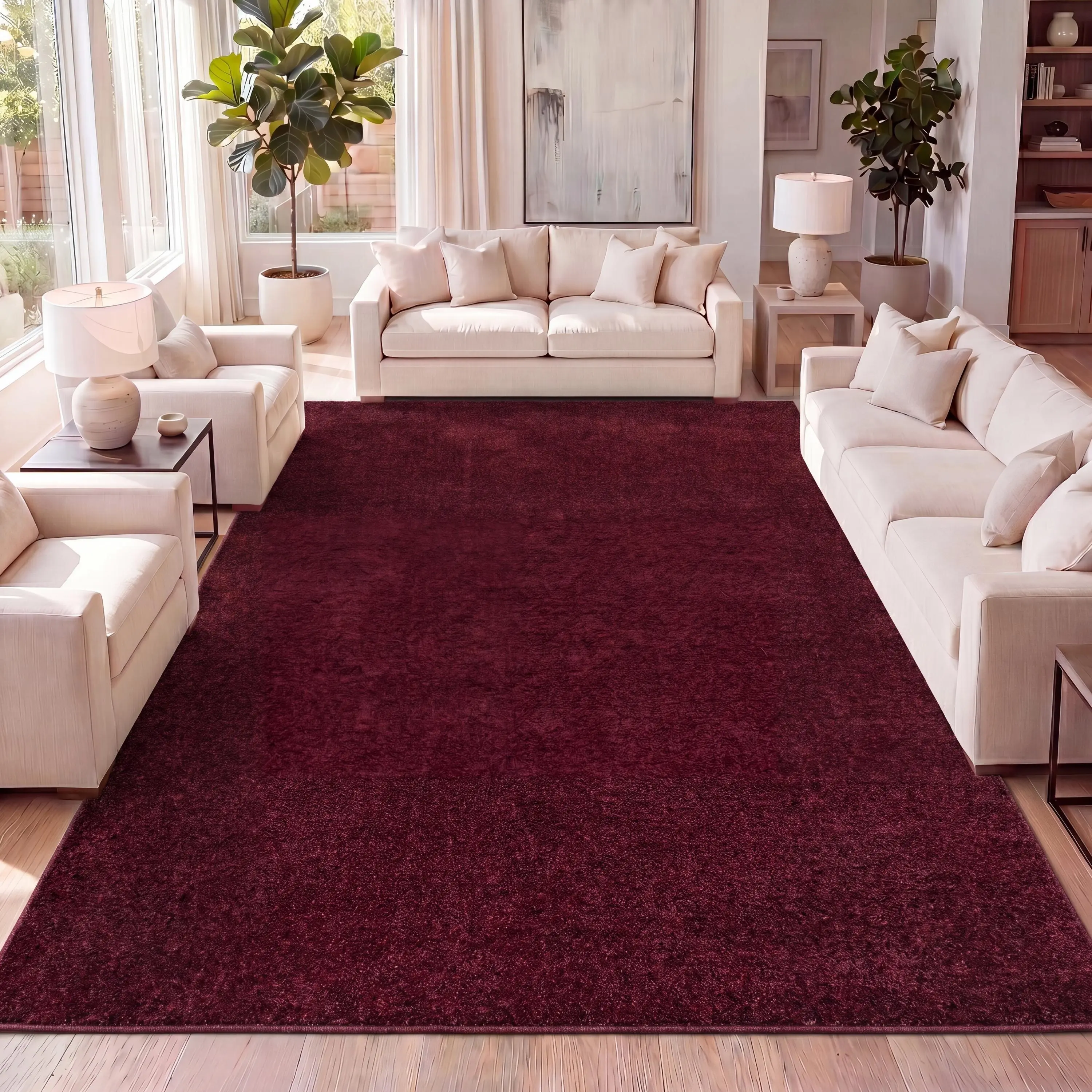JONATHAN Y Haze Solid Low-Pile Indoor Dark Red Area Rug; for Living Room, Kitchen, Bedroom, Dining Room, Office JONATHAN Y Haze Solid Low-Pile Indoor Dark Red Area Rug; for Living Room, Kitchen, Bedroom, Dining Room, Office
