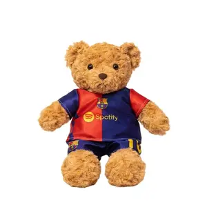 35cm Uefa Champions League Football Bear Plush Toy, Cuddly Teddy Bear, Soft Skin-Friendly No-Shedding Fabric, Removable Jersey, Perfect Gift, Soft Stuffed Animal