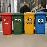 4 sheets/Set Cartoon Face Stickers, Wall Decals Peel and Stick, Self-Adhesive, Household, Plastic Surface Compatible, Removable, Home Decor Suitable for Trash Can, Wall, Refrigerator, Glossy Finish, Decorative, Kitchen Stickers