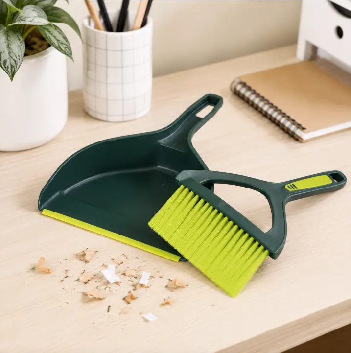 Mini Dustpan and Brush Set, Compact Hand Broom with Nesting Snap-On Design for Quick Cleaning