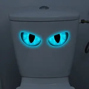 Luminous Blue Toilet Lid Sticker, Removable Waterproof Self-Adhesive, Eye-Catching Design for Bathroom Wall Decor, Home Decoration