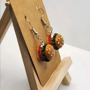 Unique Hamburger Design Earrings for Women High-Quality Resin Hook Earrings with Adorable Quirky Style Perfect for Casual or Formal Outfits