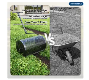 Garvee 24-Inch All-Season Lawn Spreader - Heavy-Duty Galvanized Steel Tool with Smart-Dial Control for Homeowners, Compost, Mulch & Soil Application