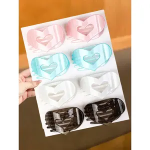 Sweet Elegant Hairpin for Ladies Bright Pearl Hollow Love Hair Clip Suitable for Daily Hairstyle and Wear