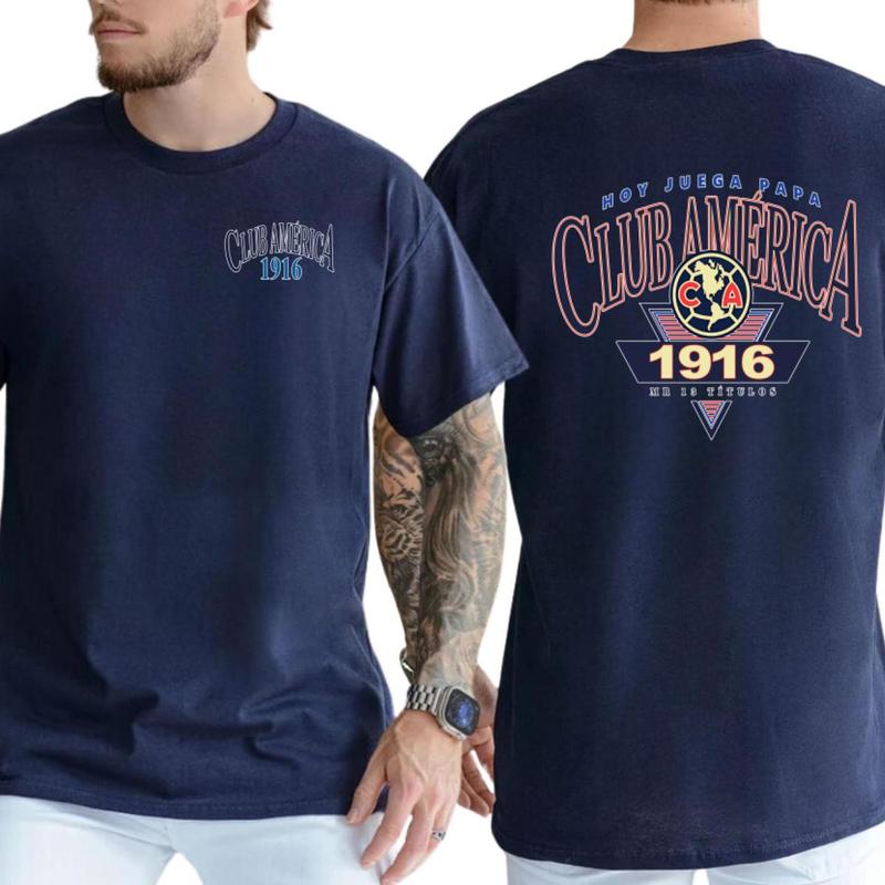 Vintage Club América 1916 T-shirt, Mexico Football Shirt, Graphic Crewneck Classic Cotton for Fans Streetwear Unisex