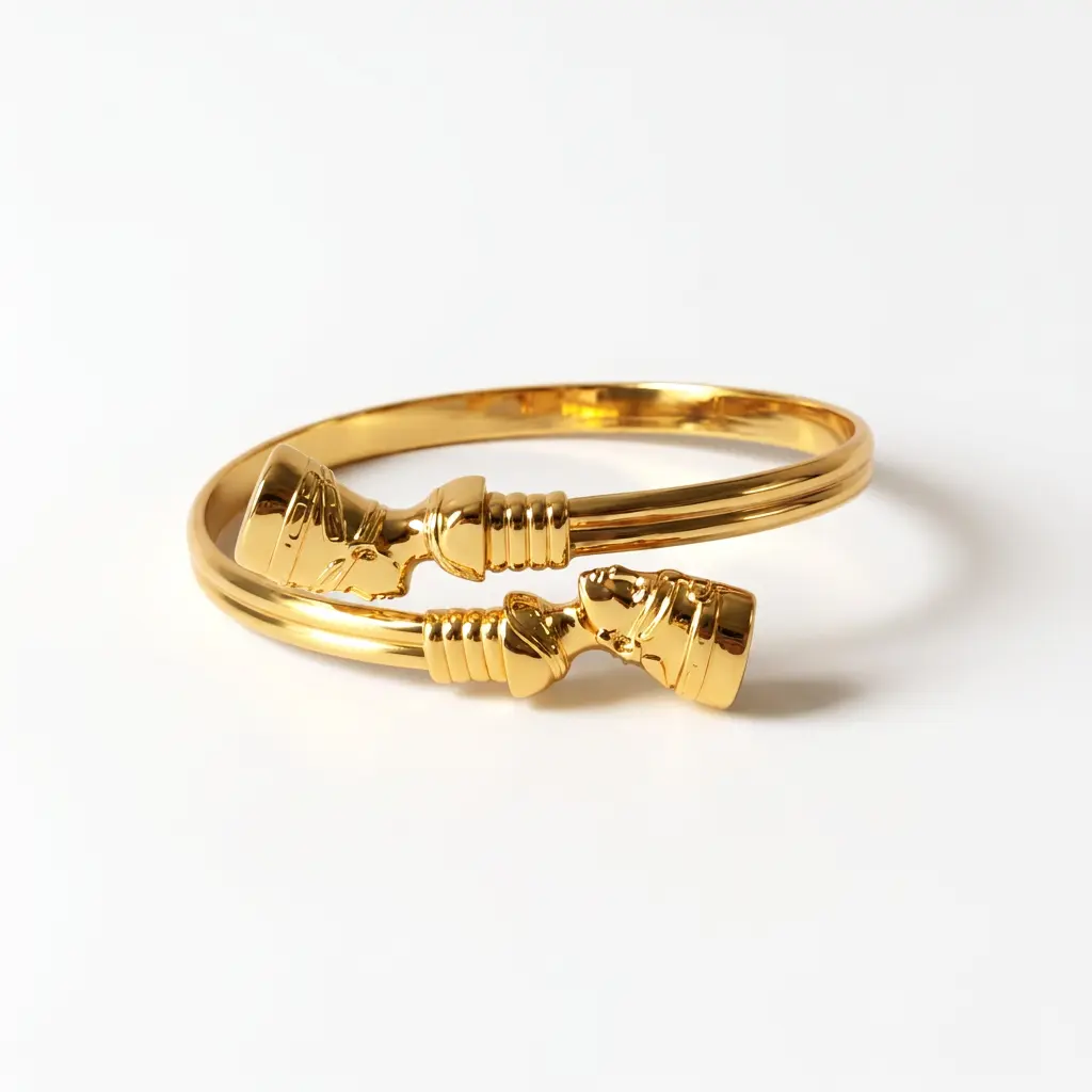 Nefertiti Gold Bangle | Egyptian Queen Statement Jewelry | Adjustable Open Cuff | Minimalist Luxury Gift | Ancient Elegance Wrap