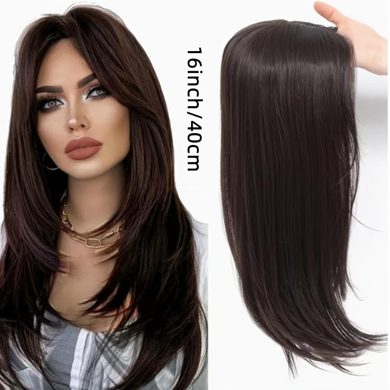 This 16-Inch Wig Is Designed Specifically for Women with Thinning Hair. It Features Large Straight Hair Strands And Is Suitable for All Seasons, Complete with Bangs. This Synthetic Wig Includes Side Bangs And Is Easy to Wear