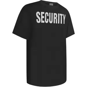 Security T Shirts for Men Safety Work Shirt for Security Guard Front Back Print T Shirts for Supermarket School Black L