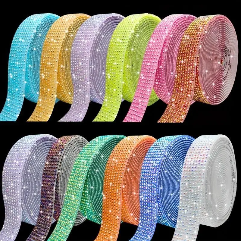 Transparent self-adhesive strips, with shiny stickers, suitable for DIY bracelets, earrings, craft decorations, wedding parties, mobile phone decorations, gift packaging, etc.