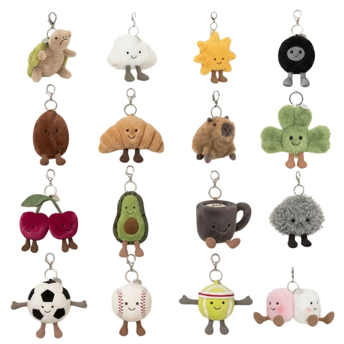 Jellycat Collectible Plush Keychain - Halloween/Christmas Gift Cute or Food Themed Soft Charm - Hanging Pendant Gift for Backpacks, Car Keys