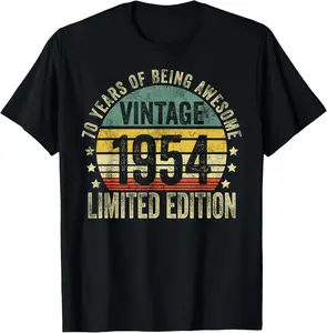 100% Cotton 70 Year Old Gifts Vintage 1954 Limited Edition 70th Birthday T-Shirt