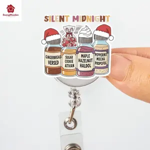 Silent Midnight Christmas Badge Reel, Funny Christmas Nurse Badge, ICU Nurse Christmas Gift,Funny Nurse Badge, Anesthetist Work ID Holder