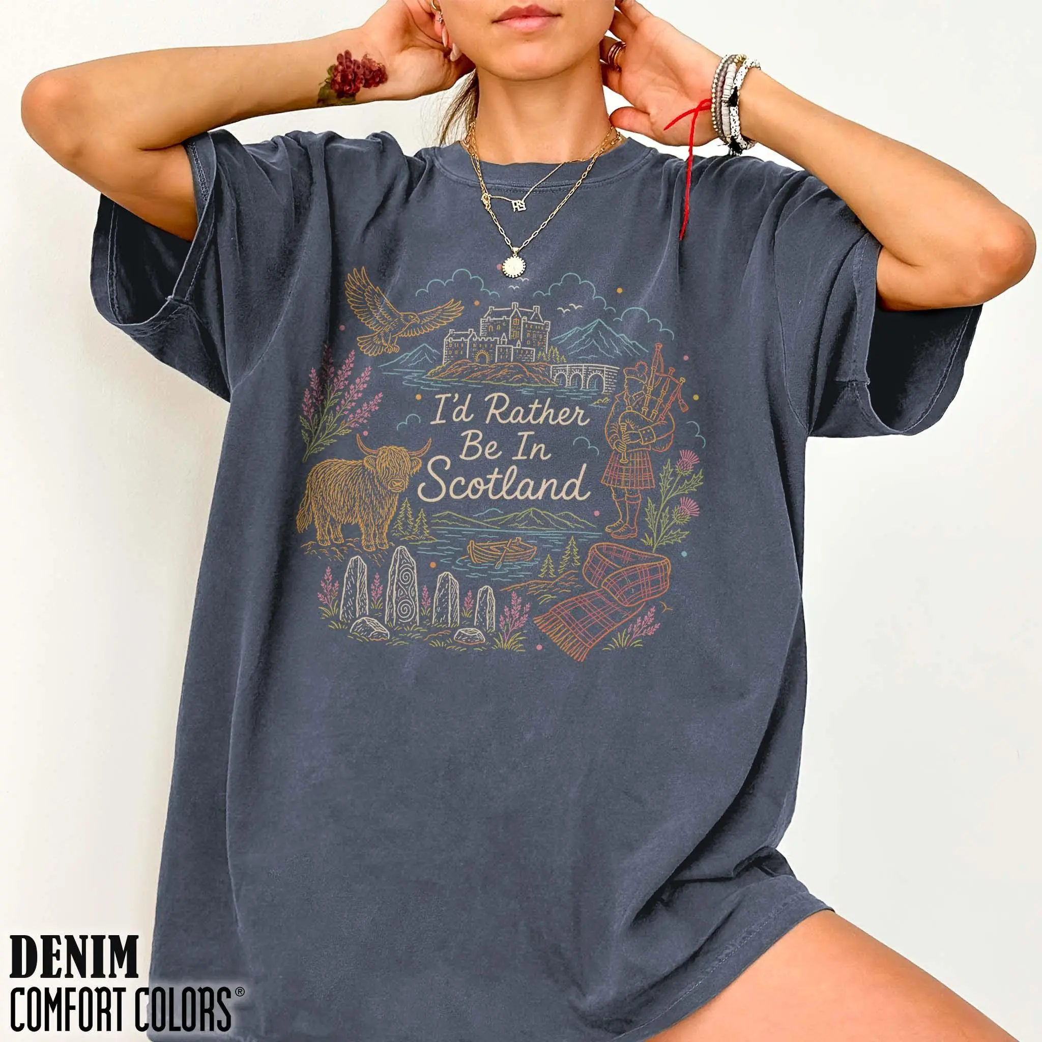 Rather Be In Scotland Shirt Womens Scottish Lovers Travel Tee Highlands Vacation Souvenir Gift Highlander Tradition Heritage Pride Vintage T-Shirt Funny Scotland Graphic Tee Top