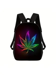 1pc Lightweight Black Unisex Printed Backpack, Printed Duffel Bag - Adjustable Shoulder Strap, Unisex School Bag, Casual Travel and Commuter Bag, Zipper Closure, Sports Gear Bag |Minimalist Design | Lightweight Backpacks, Travel Backpacks