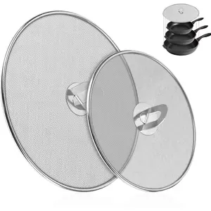 2-Pack Splatter Screens for Frying Pan - Stainless Steel Grease Splatter Guard with Foldable Knob, Ultra-Fine Mesh, Rust-Free (10" & 13") - No Oil Mess, No Burns