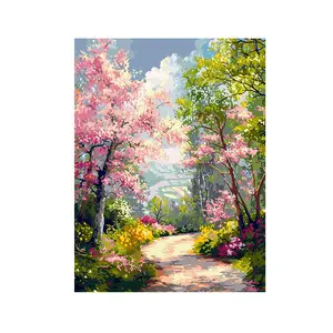 DIY Digital Oil Painting Kit for Beginners, 16x20 Inch Peach Blossom Art Set, Art Supplies, No Frame Required, Perfect for Home Decor and Gifts
