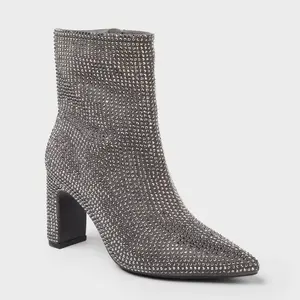 Women’s Gloria Low Shaft Heeled Rhinestones Boots with Memory Foam Insole - A New Day Women’s Gloria Low Shaft Heeled Rhinestones Boots with Memory Foam Insole - A New Day