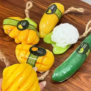 Mango, banana and pineapple fruit soap bath soap, moisturizing and nourishing scented handmade soap, cute-shaped gift soap bath gel substitute, family-sized essential oil soap, birthday and Christmas gift for best friends