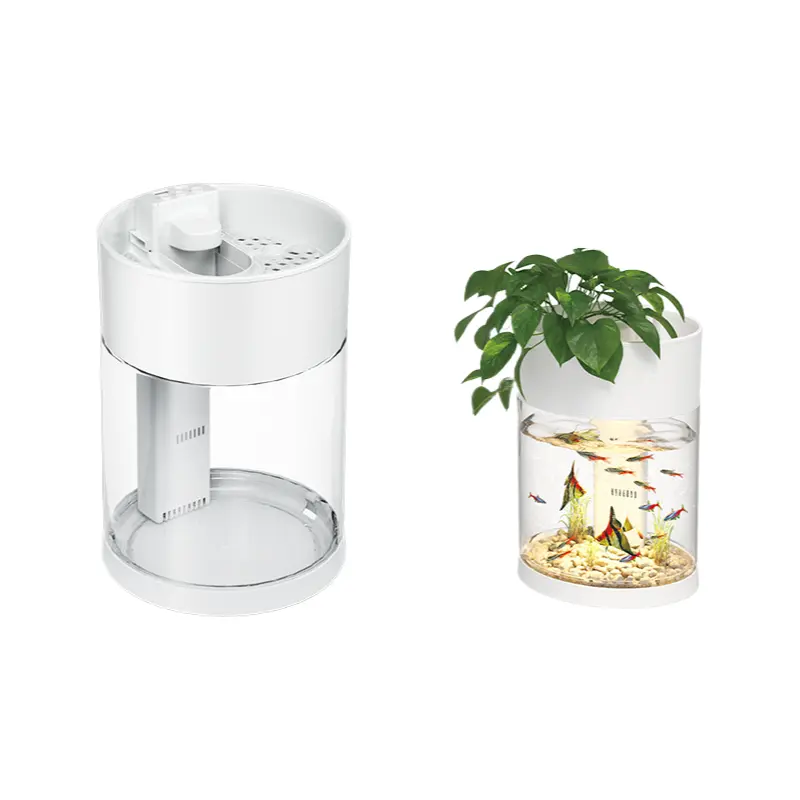 Koala Diary Smart Ecological Fish Tank [Basic Model] - 18*26cm Transparent Plastic Small Ecological Aquarium, Built-in Light, No Oxygen Needed, Simple Low-Maintenance Setup for Beginners, Ideal for Children & Betta Fish