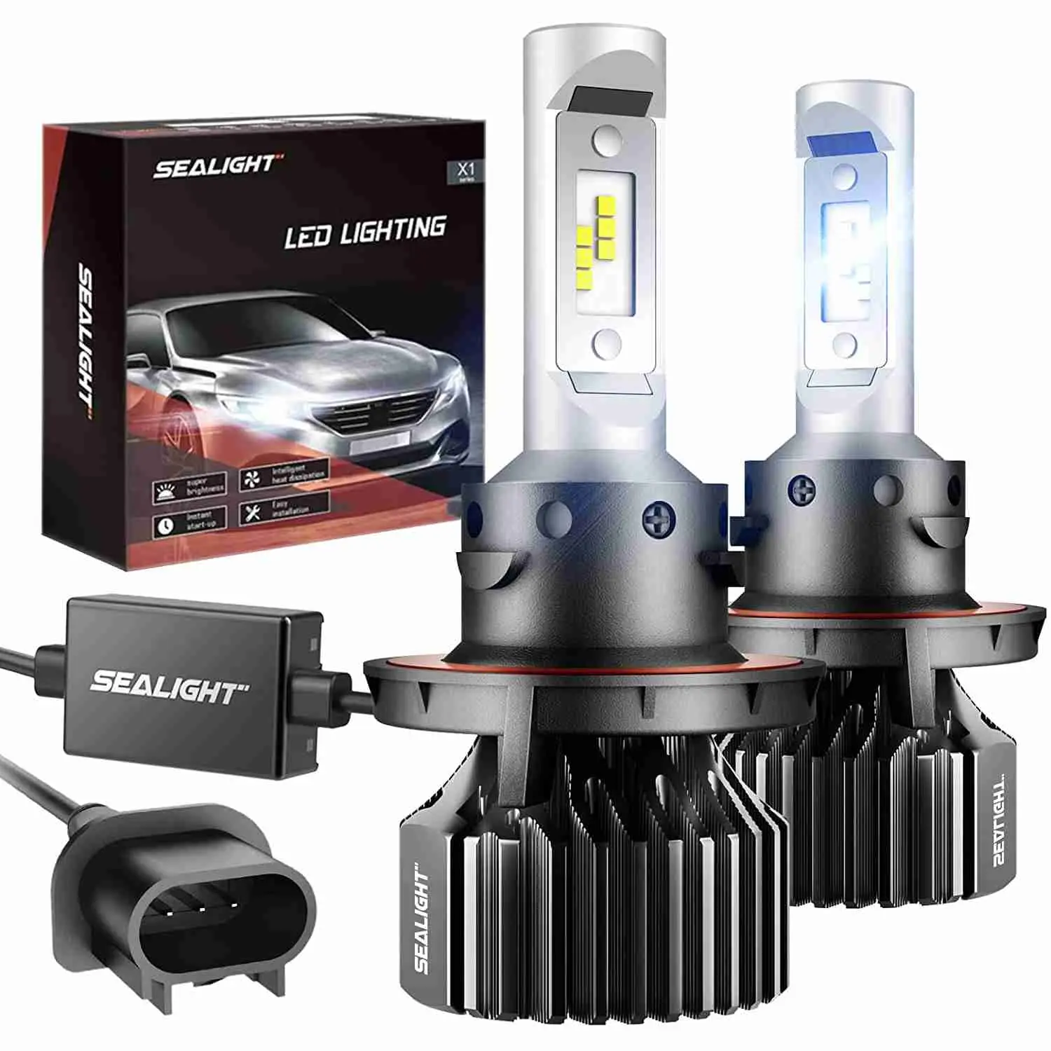 SEALIGHT H13 Powersports LED Fog Lights with Dual Beam 24 CSP Chips Super Bright 6000K Cool White Plug and Play 2-Pack