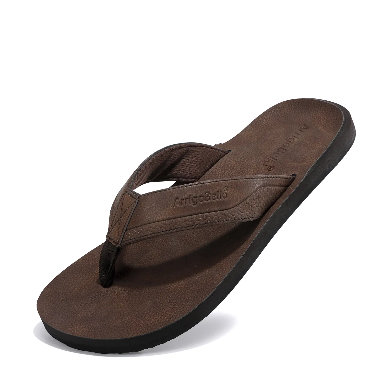 ARRIGOBELLO Men's Summer Leather Flip Flops Stylish Comfortable Non-slip Design Slippers with Arch Support Slippers Summer Shoes Sandal Footwear Boy Soft Nail sandals men Usat1904-2 sandals men