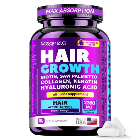 Advanced Hair Growth Dietary Supplement Capsules for Adults - 2360 mg Nutrient Supplement Blend with Biotin Boost, Saw Palmetto Aid, Collagen, Keratin - Supports Fuller, Stronger Hair - 90 Capsules