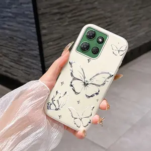 Transparent butterfly, phone case, available in multiple colors, suitable for MOTO phone cases, suitable for MOTOG04,14,23,24,54,64,73,84,85,2025, Stylus, Power 2025, E13, E22, Edge50, 60, 4G, 5G and other series of phone cases, pure color phone case