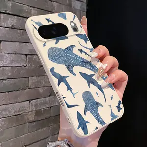 Rounded Edge TPU Phone Case for Google Pixel 10 9 XL 8 7 Pro A Whale Shark Wonders Pattern Drop Protection Shockproof Soft Liquid Silicone Smartphone Cover Cellphone Protective Casing