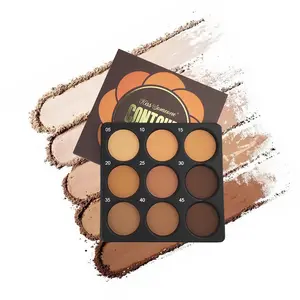 9 Color Powder Contour Palette, Matte Contouring Makeup Kit, Professional Facial Beauty Cosmetic, Medium to Dark Shades, Bronzer
