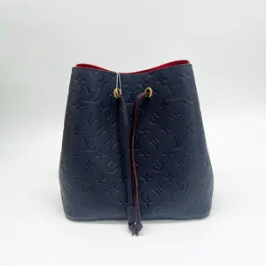 Pre-owned Louis Vuitton Monogram Empreinte Bucket & Drawstring Bag Neonoe MM Marine Rouge