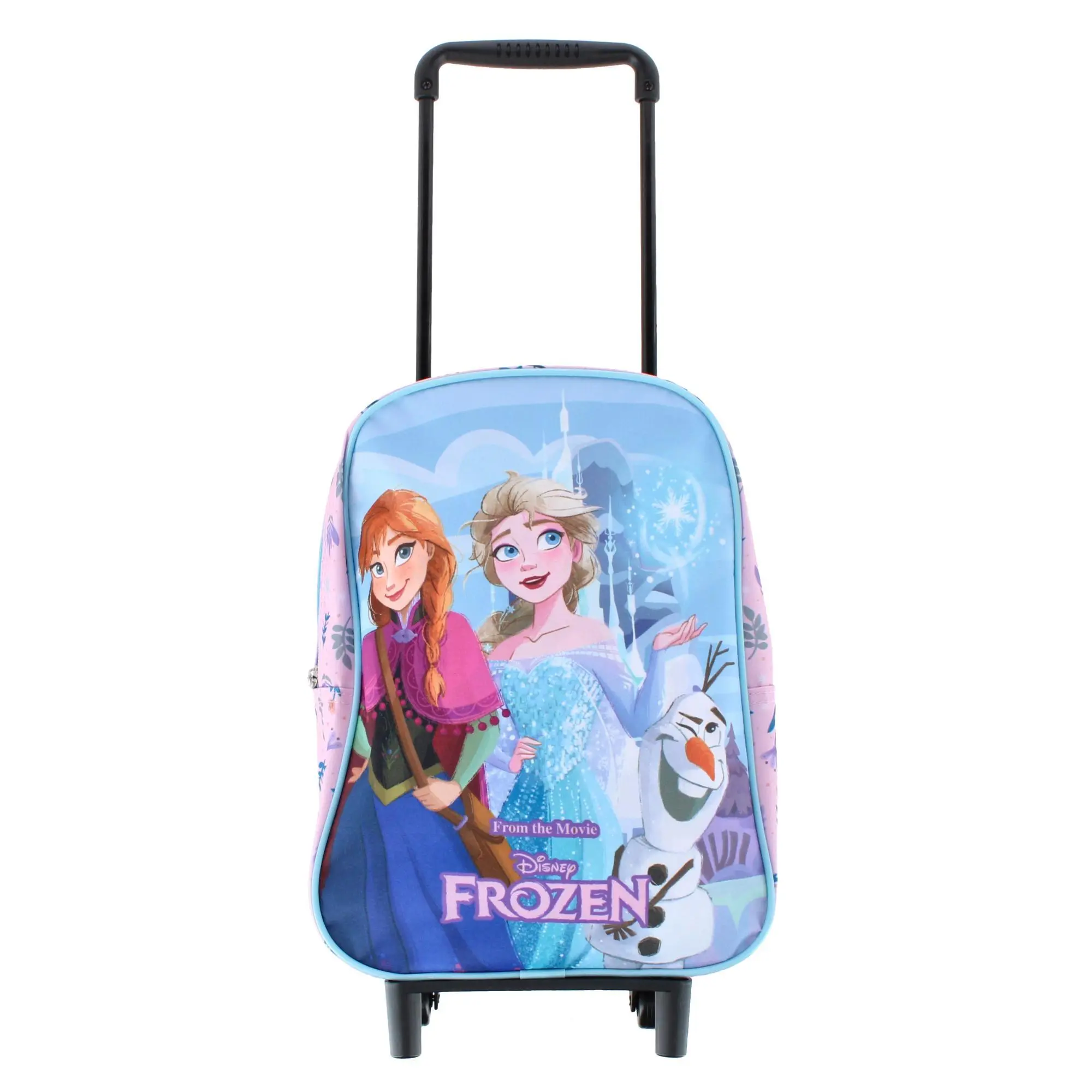 Textiel Trade Girls Anna & Elsa Frozen Rolling Backpack, Rolling Luggage, Retractable, Playful, Sleepovers, Floral Trim, Adjustable Straps, 10 Inches Wide