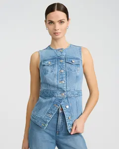 Express Denim Crew Neck Cutaway Blazer Vest