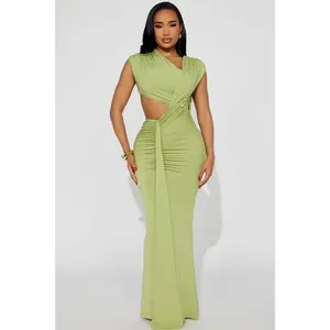 Aria Cut Out Maxi Dress - Chartreuse