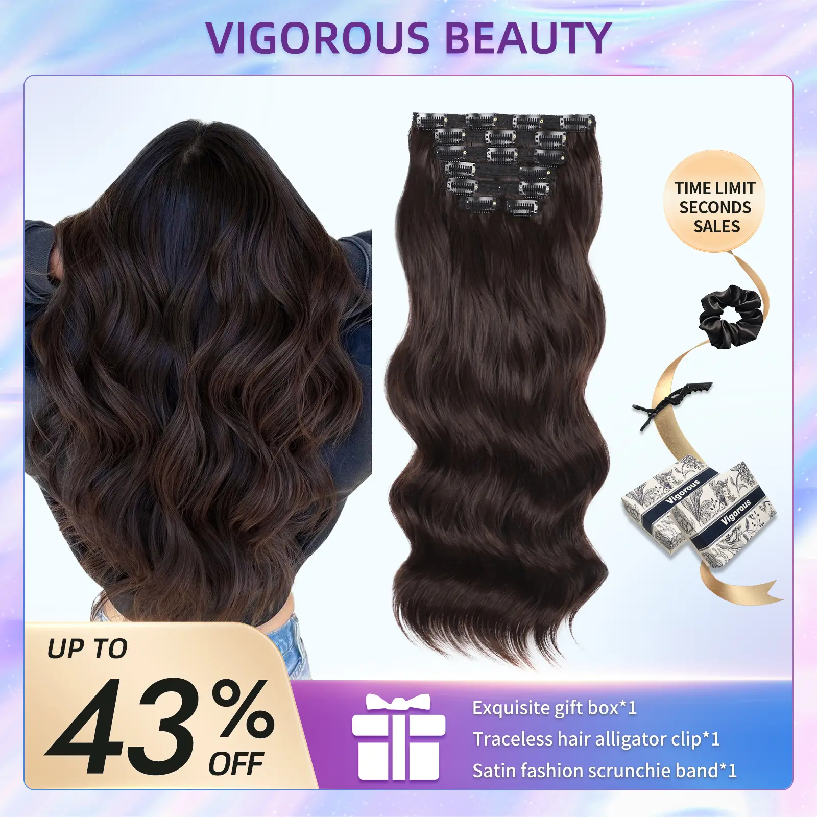 Vigorous Hair Extensions 4PCS & 6PCS & 7PCS Clip in Hair Extensions Soft and Natural Synthetic Hair Pieces for Thinning Hair Women