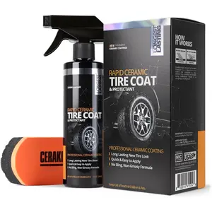 Rapid Ceramic Tire Coat - Showroom  Tire Shine - Deep Tire Black Finish - Lasts Up to 10x  - No Sling, Non- Ceramic Tire Coating for ,  & SUV - Easy Application (10oz)
