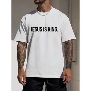 Men's Easter Slogan Print Round Neck Tee, Street Regular Fit Crew Neck Short Sleeve T-Shirt, Summer Clothes, Men's Clothes for Daily Wear