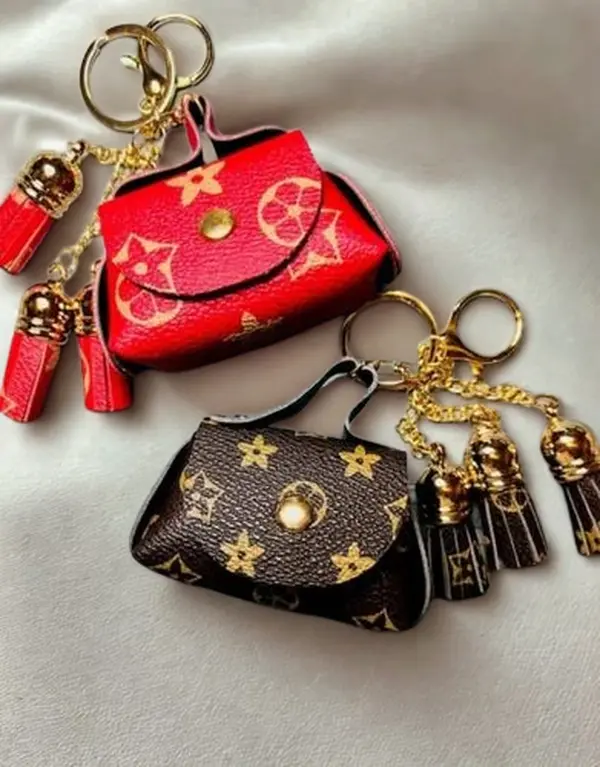 Mini Coin Purse Keychain with Tassel Charm