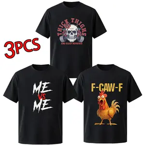 3 pcs men’s T-shirts, casual American short-sleeve T-shirts, good graphic tees, funny graphic tee, ’90s graphic tees, men’s and women’s printed short-sleeve T-shirts, matching short-sleeve T-shirt sets for couples.