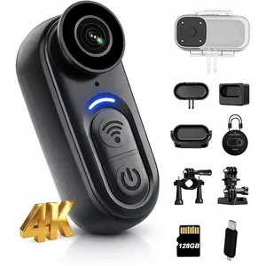 4K Mini  Camera with 6-Axis Stabilization, 128GB Wearable Camera with Audio,  Thumb Action Camera, Hands-Free  Cam for Cycling Travel Outdoor Adventures