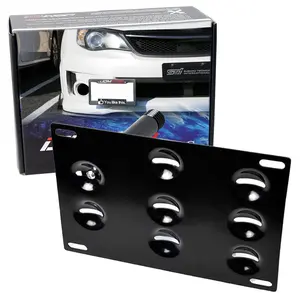 iJDMTOY No Drill Front Bumper Tow Hook License Plate Mounting Bracket Adapter Kit For 2008-2014 Subaru WRX and WRX Sti