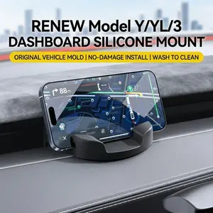 Tesla Model 3 2021 Phone Holder Silicone Base Dash Mount, Compatible with Tesla Model 3/y, New Model Y, Secure Fit, Durable Design