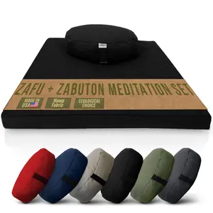 Hemp Meditation Cushion Set Zafu and Zabuton - Hemp fabric, Organic Buckwheat Hulls
