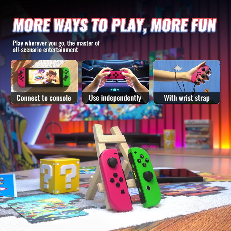 YUYIU Game Controller (L/R) Joy-con Compatible with Switch/OLED/Lite &  Switch2, Wireless Bluetooth, Motion Control, Dual Vibration & Wake-Up Function, Left & Right Joycon Set