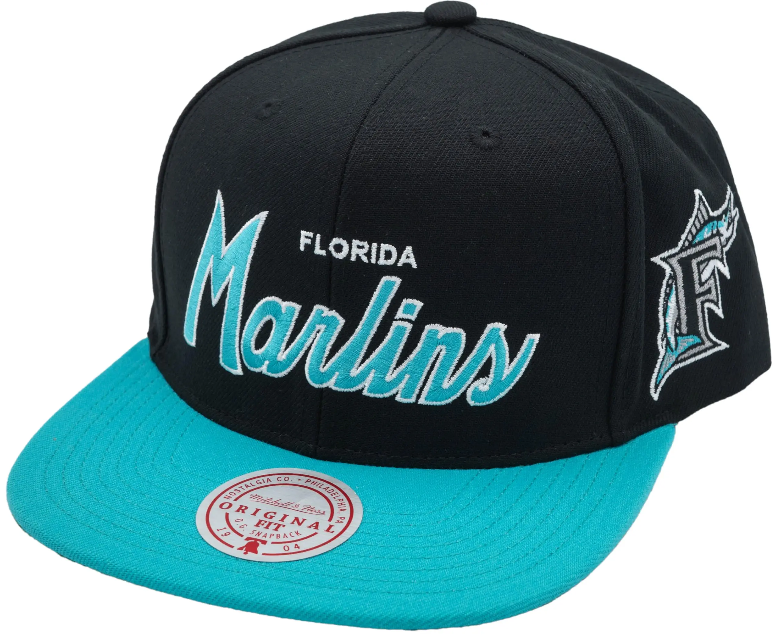 Mens Mitchell & Ness MLB EVERGREEN SCRIPT SNAPBACK COOP MARLINS