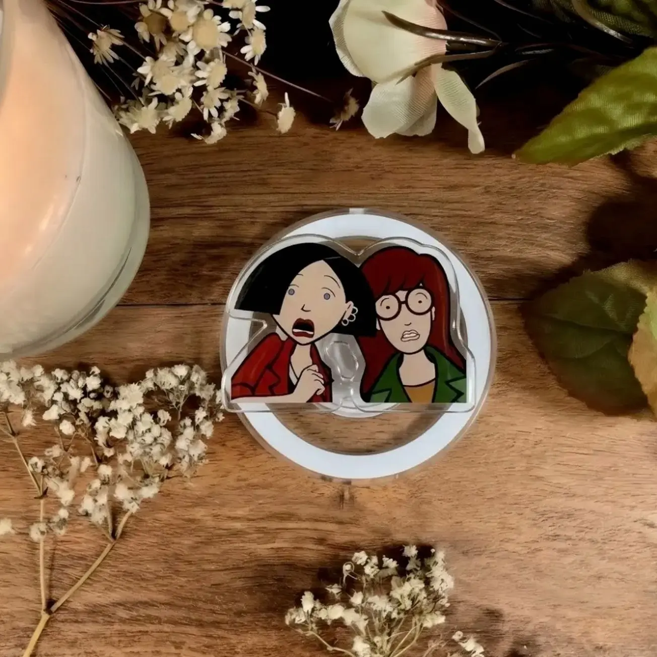 Daria & Jane 90s Cartoon Phone Holder Grip, Funny Best Friends Cartoon Stand, Cute Phone Holder Grip Accessory Gift for Cartoon Lovers