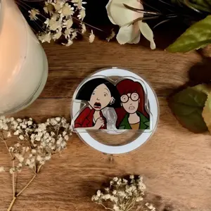 Daria & Jane 90s Cartoon Kindle Grip,  Funny Best Friends Cartoon Pop Grip Stand, Cute Kindle Grip Accessory Gift for Cartoon Lovers