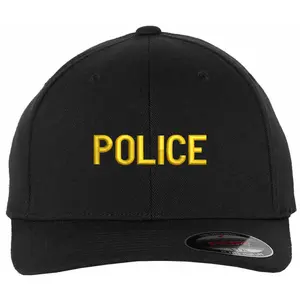 POLICE Flexfit Fitted Hat - Structured Uniform Baseball Cap for Security, Guard & Law Enforcement Officers