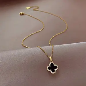 18K Gold Plated Light Luxury Four-Leaf Clover Necklace for Women 2025 New Clavicle Chain Niche Design High-End Fashion Jewelry