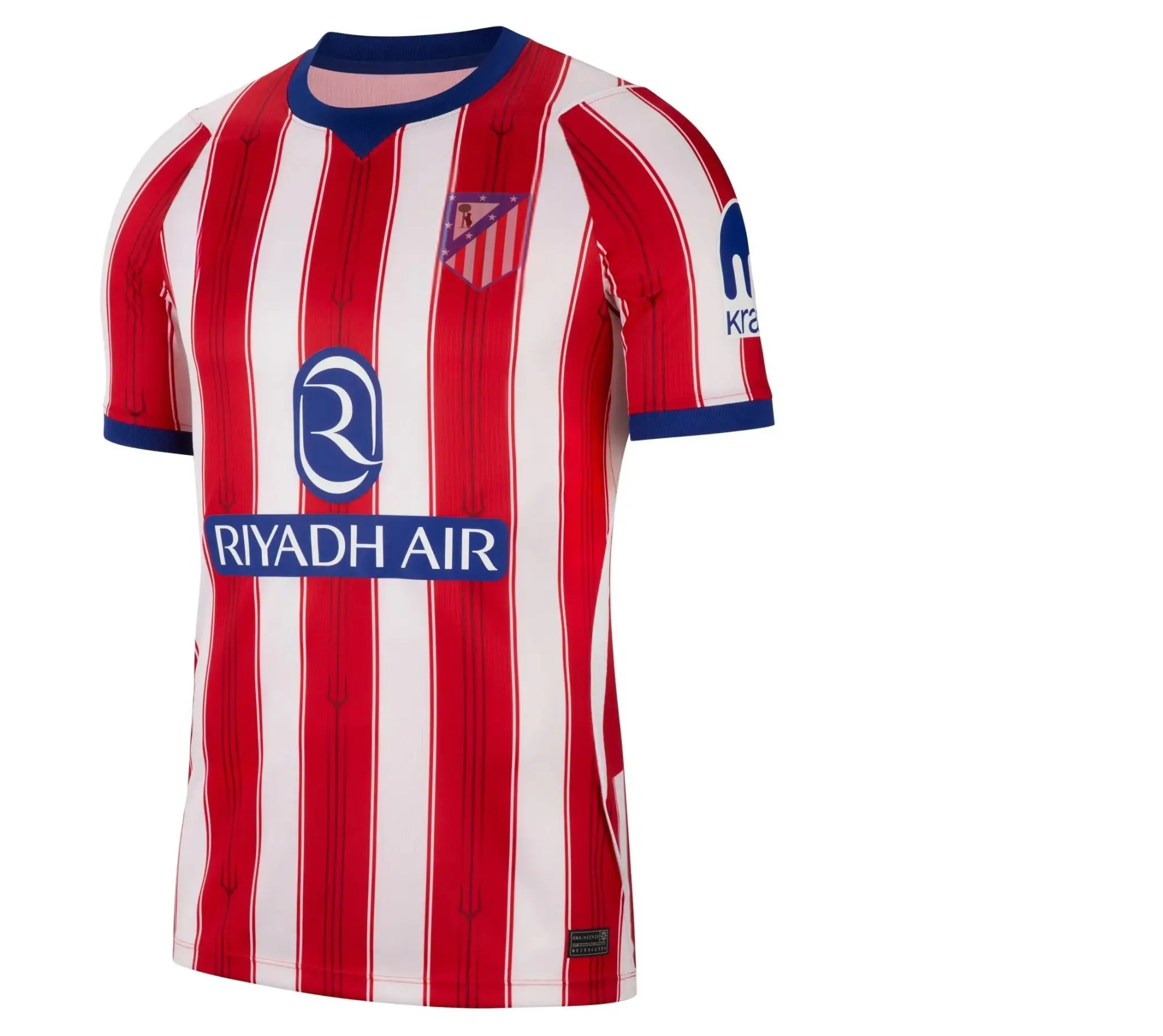 FULL LOGO Red White Striped Soccer Jersey, Short Sleeve Football Shirt with Blue Trim, Unisex Retro Match Day Fan Top and Training Sportswear for Men and Women